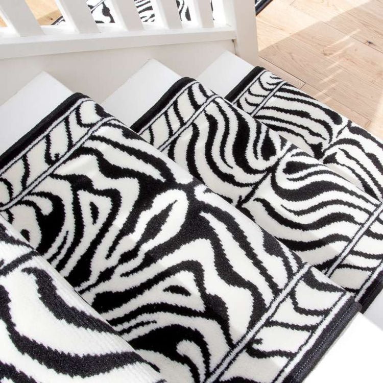 Black White Animal Print Stair Carpet Runner - Cut to Measure - Image 4