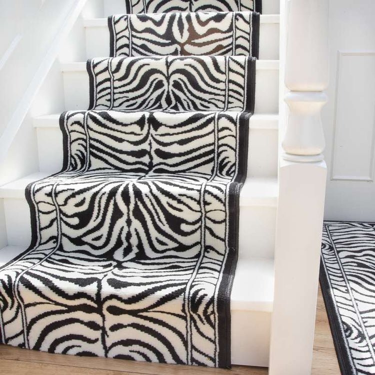 Black White Animal Print Stair Carpet Runner - Cut to Measure - Image 3