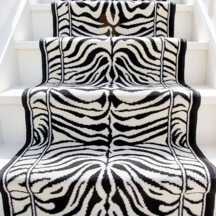 Black White Animal Print Stair Carpet Runner - Cut to Measure - Image 2